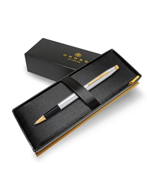 Cross Classic Century Medalist Rollerball Pen - Chrome with 23kt Gold Plated Appointments (AT0085-109)