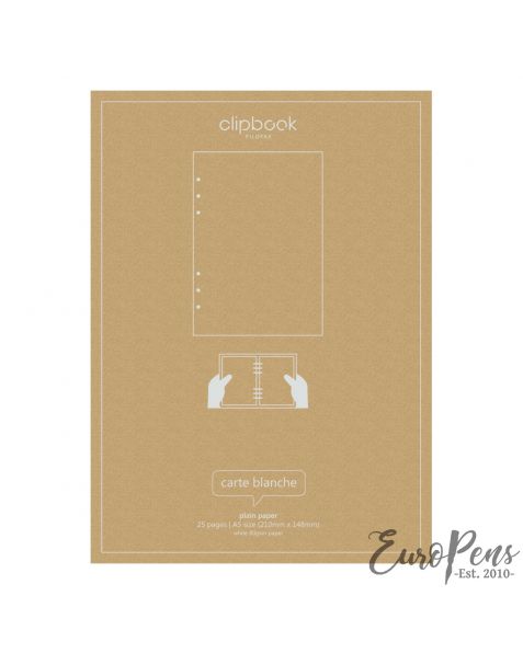 Filofax A5 Clipbook Plain Refill Paper