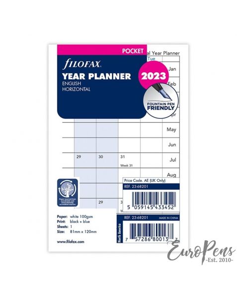 Filofax Pocket Horizontal Year Planner - 2023