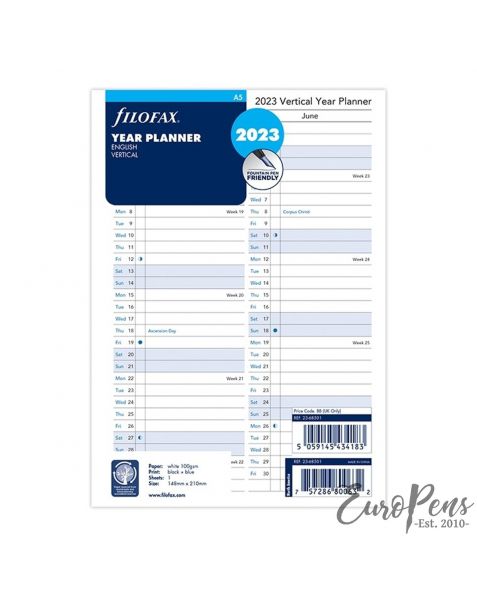 Filofax A5 Vertical Year Planner - 2023