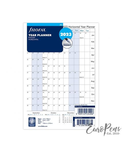 Filofax A5 Horizontal Year Planner - 2023