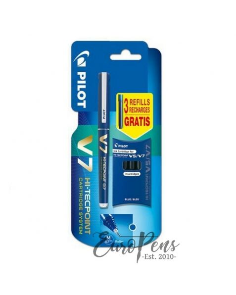 Pilot Hi-Tecpoint V7 - Blue + Free Cartridges