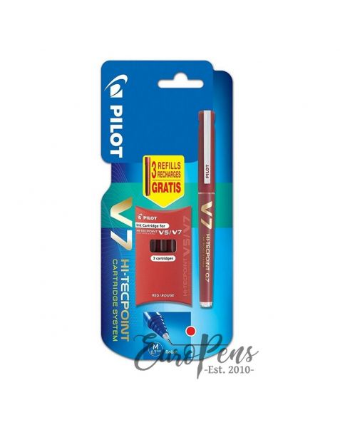 Pilot Hi-Tecpoint V7 - Red + Free Cartridges