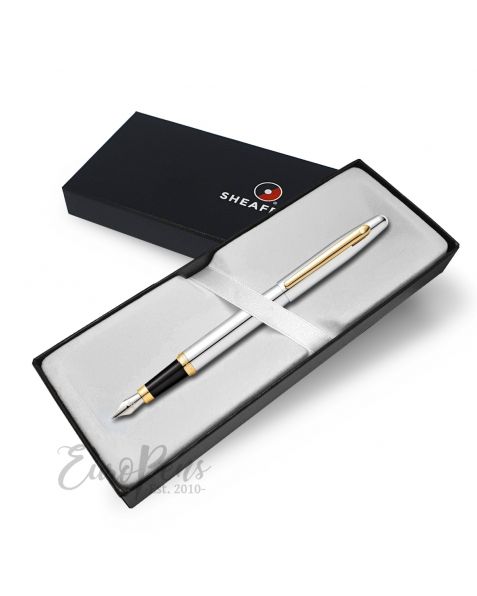 Sheaffer Vfm Rollerball Pen - Chrome With Gold Trim