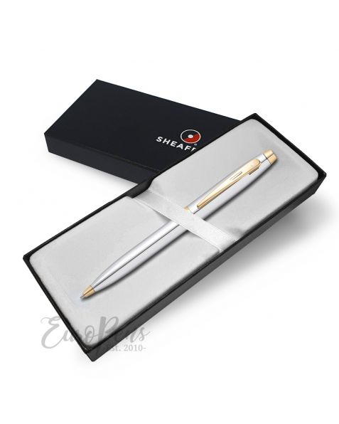 Sheaffer Vfm Ballpoint Pen - Chrome With Gold Trim