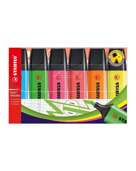 STABILO® Boss Highlighter Original - Wallet of 6 - 70/6