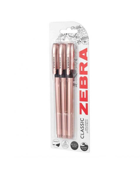ZEBRA Classic Z-Grip Ballpoint Pens: Rose Gold (Pack of 3)