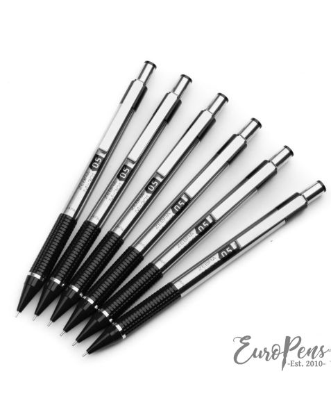 Zebra M301 Mechanical Pencils - Pack Of 10 - 0.5mm - Stainless Steel & Black