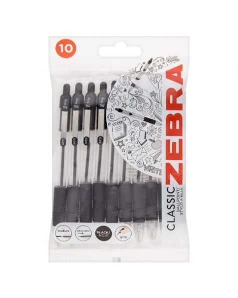 ZEBRA Pack of 10 Z-Grip Ballpoint Pens: Black